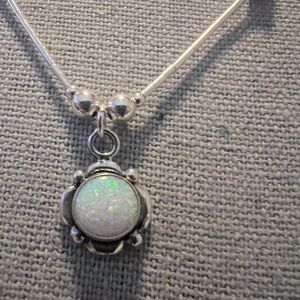 5 Star Southwestern Liquid .925 Silver Necklace with Opal Pendant
